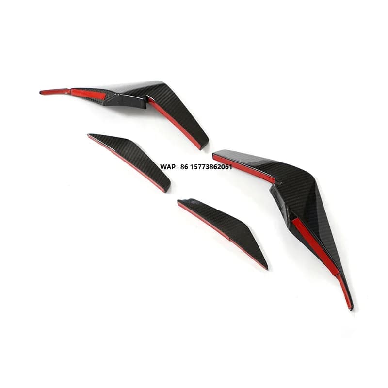 P Style for  R8 V10 DRY CARBON FIBER Front Bumper Splitters Canards Fins 2020-2023