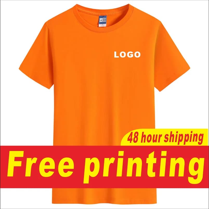 High End Pure Cotton Men's and Women's T-Shirts, Summer Short-Sleeved Custom Printed Logo, Embroidered Logo, Brand Personalized