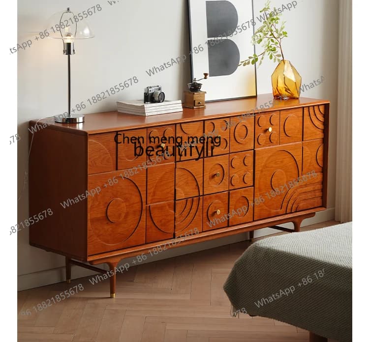 Modern Ancient Solid Wood Cherrywood Chest of Drawers Bedroom Storage Side Cabinet Nordic Mid-Ancient Small Apartment Storage