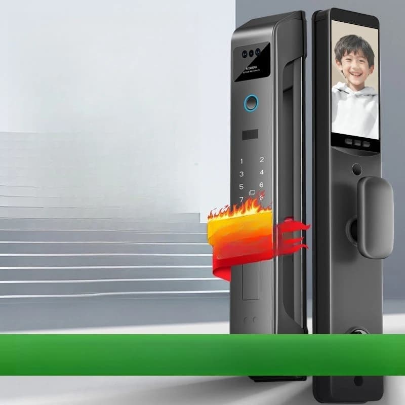 Facial recognition smart door lock fingerprint password lock door smart lock three camera monitoring