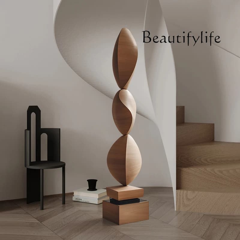 Entrance Abstract wood carving Floor-to-ceiling ornaments Hotel clubhouse Large ornaments Sculpture art installation