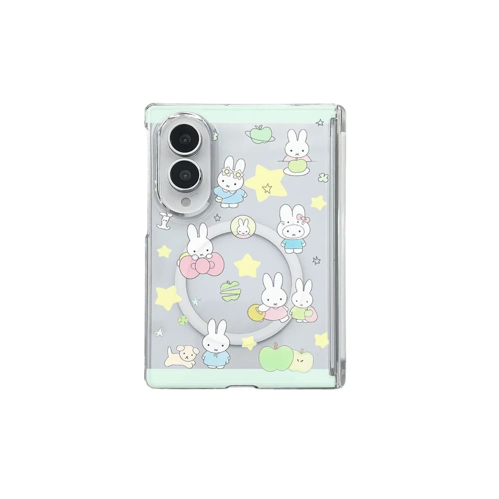 Cute Pastel Miffy Rabbit Magnetic Phone Case For Samsung Galaxy Z Fold 8 Ultra Z Flip 8 Star Cartoon Print Shockproof Cover