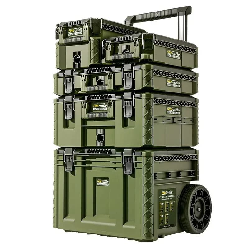 Combination Toolbox Set Pull Rod Electric Tool Storage Box Large Capacity Hardware Repair Tool Organizer Stacking Boxes