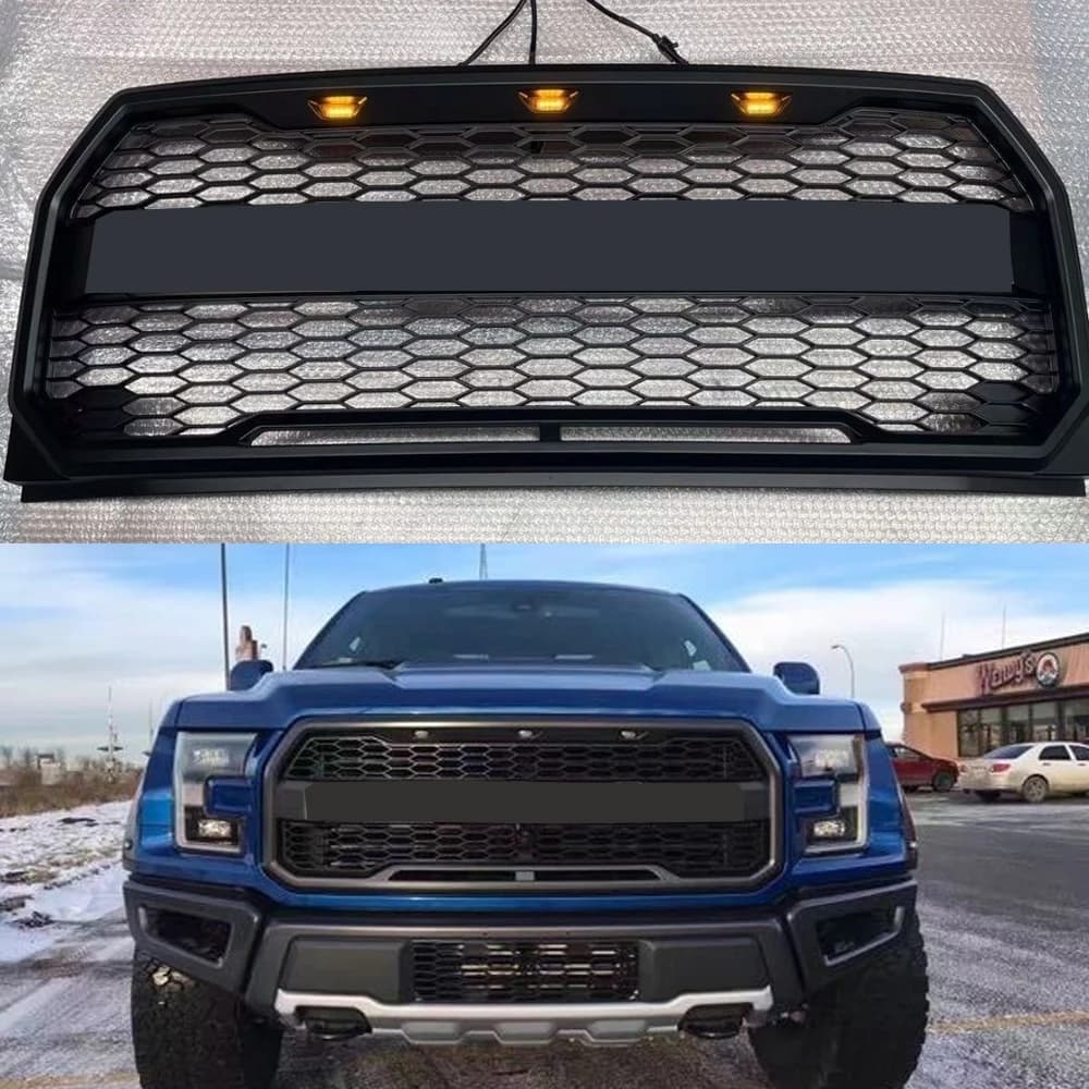 Modified For F-150 Grill Mesh Raptor Style For F150 2015 2016 2017 Front Bumper Upper Racing Grill Grills Front Bumper Grilles