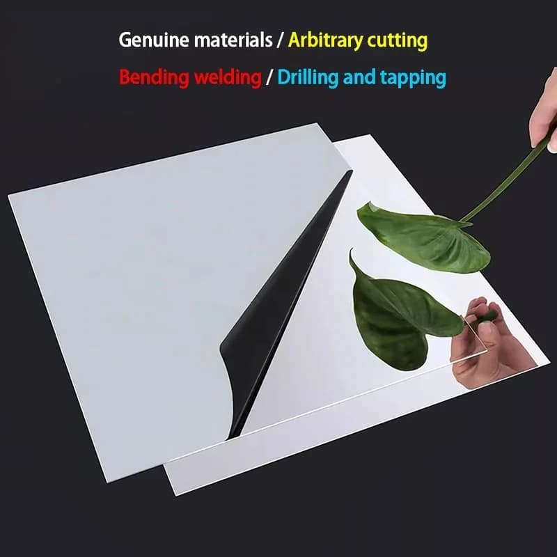 304 Mirror Stainless Steel Plate Single Sided Mirror Effect DIY Sheet With Film Protection Thickness 0.5mm-3mm 0.5-3mm