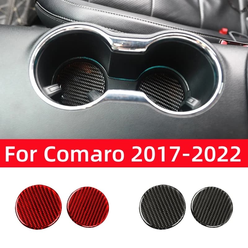 For Chevrolet Camaro 2017-2022 Accessories Carbon Fiber Interior Car Central Cup Holder Gasket Decorative Sticker Trim Cover