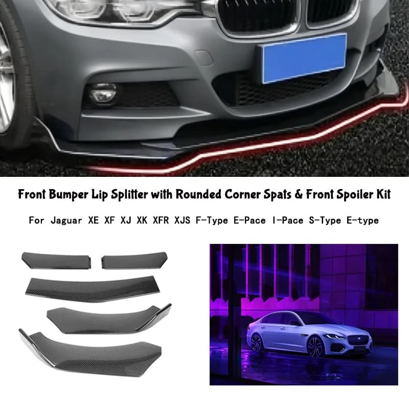 5-Segment Adjustable Front Bumper Lip Splitter Body Kit For Jaguar XE XF XJ XK XFR XJS F-Type E-Pace I-Pace S-Type E-type