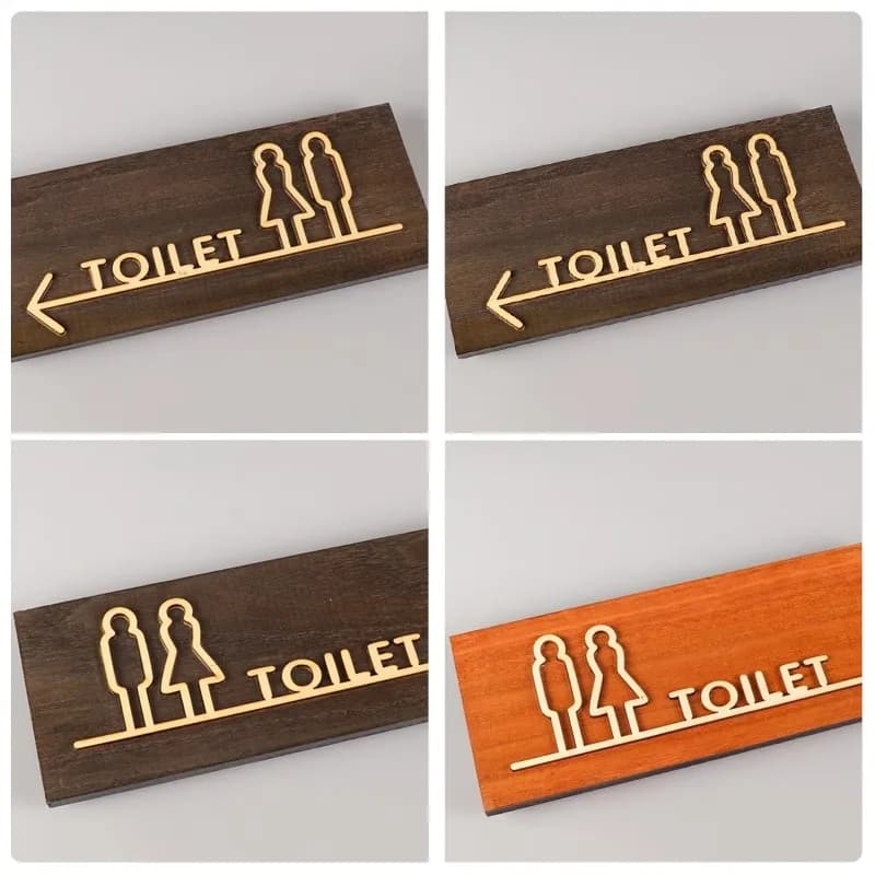 Antique Toilet Signage Creative WC Men's and Women's Washroom Bathroom Door Sign Warm Reminder Sign Arrow Instruction Sign