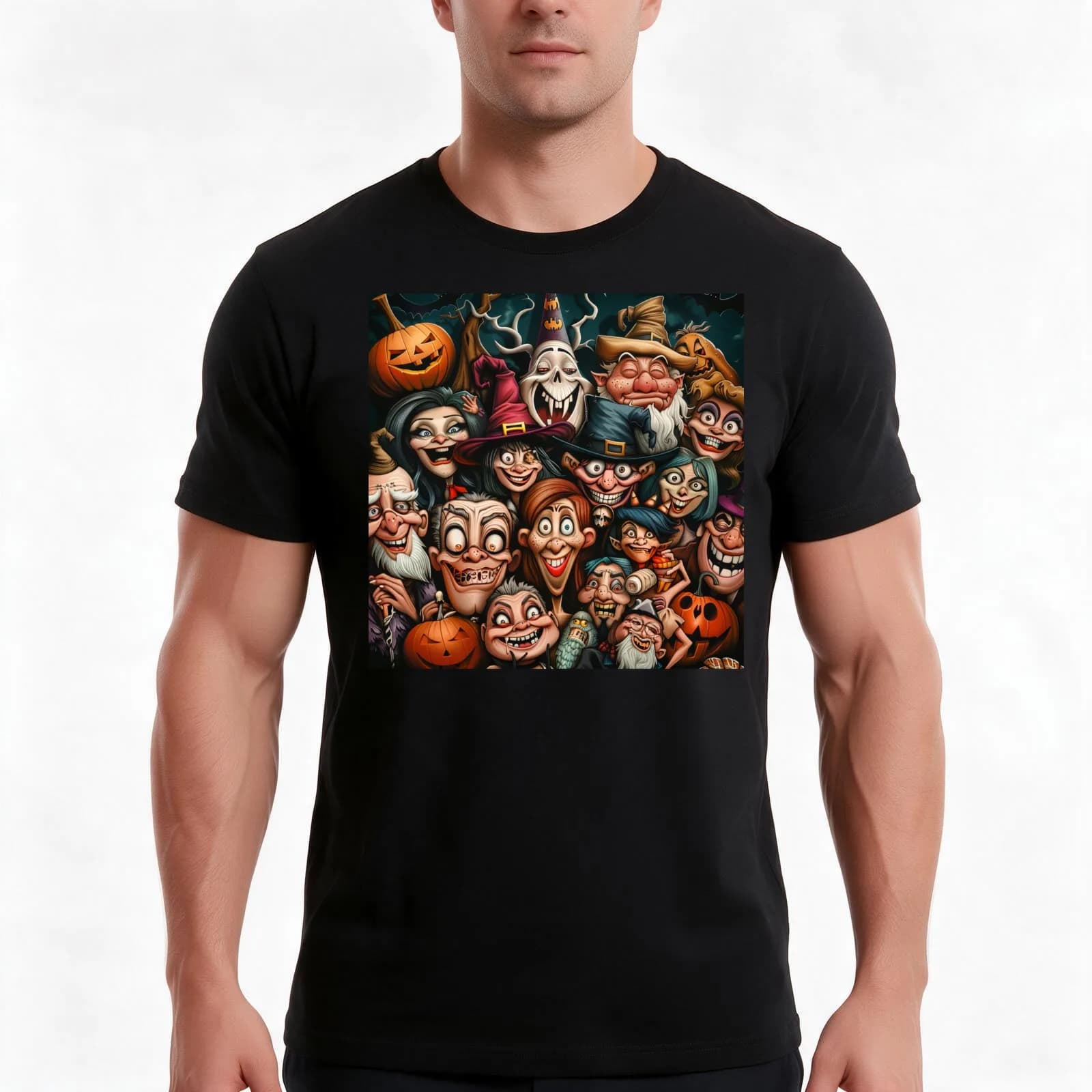 Creepy Coven T-Shirt, Summer Casual Cotton Tee, Oversized Streetwear Tops, Vintage Graphic Print, Loose Fit Short Sleeve