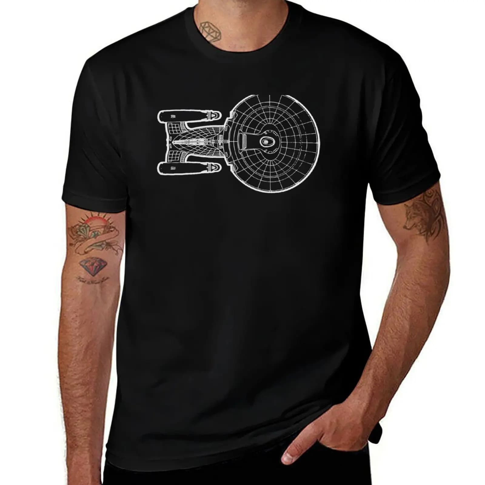 NCC-1701-D USS Enterprise T-Shirt Work Short Sleeve Cotton Top T-Shirt