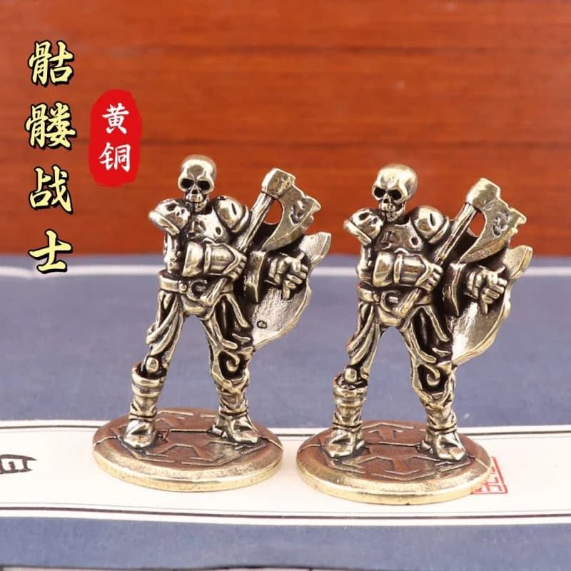 Pure Retro Old Skeleton Warrior Toy Desktop Tea Ornaments Brass Crafts Small Bronze Wholesale