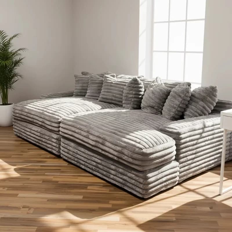 Double sofa living room thick striped corduroy recliner combined sofa set