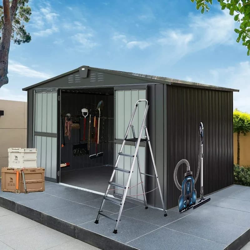 2.5x2x1.7m Outdoor Tool Shed  Metal Storage Shed & Self-Assembled Utility Room for Garden Patio Backyard and Farm