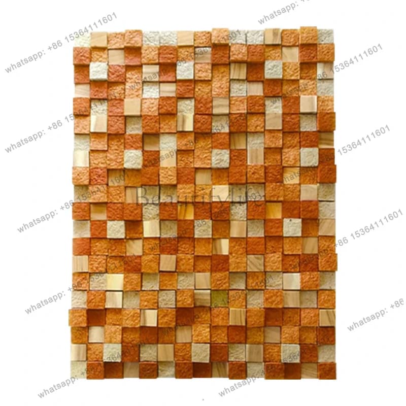 Modern Creative Entrance Relief Decorative Painting 3D Three-Dimensional Wooden Block Background Painting
