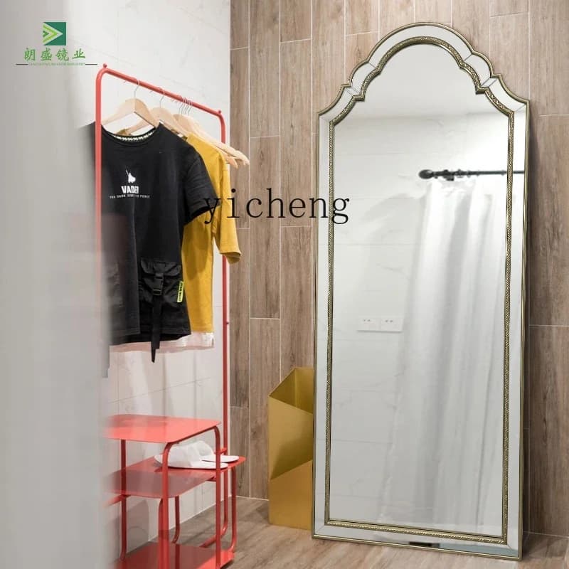 L7-14 European retro arch full-length mirror cloakroom full-length mirror clothing store fitting mirror against the wall