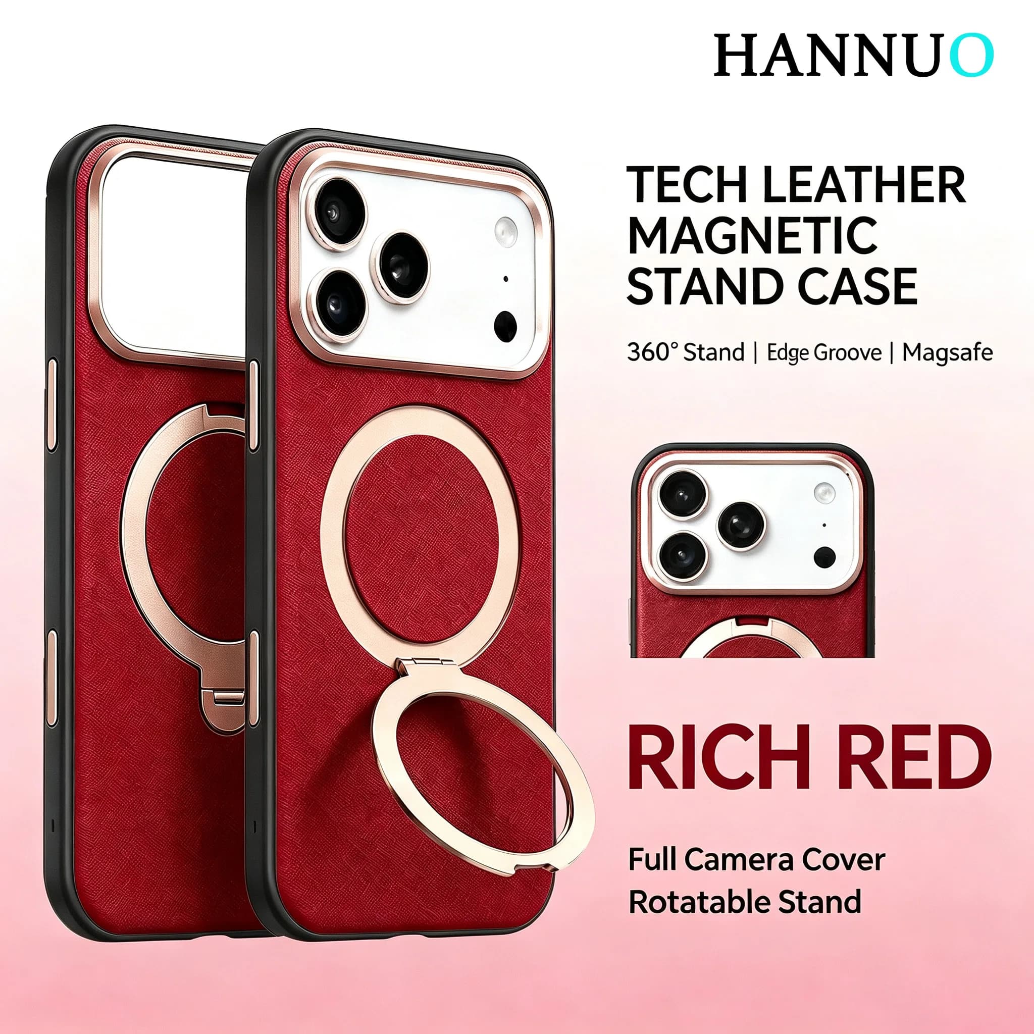 Leather Case For iPhone 18 Pro Max 17 Pro Max Cases For Magsafe Magnetic Charging Shockproof Cover 360° Metal Holder Case  For 1