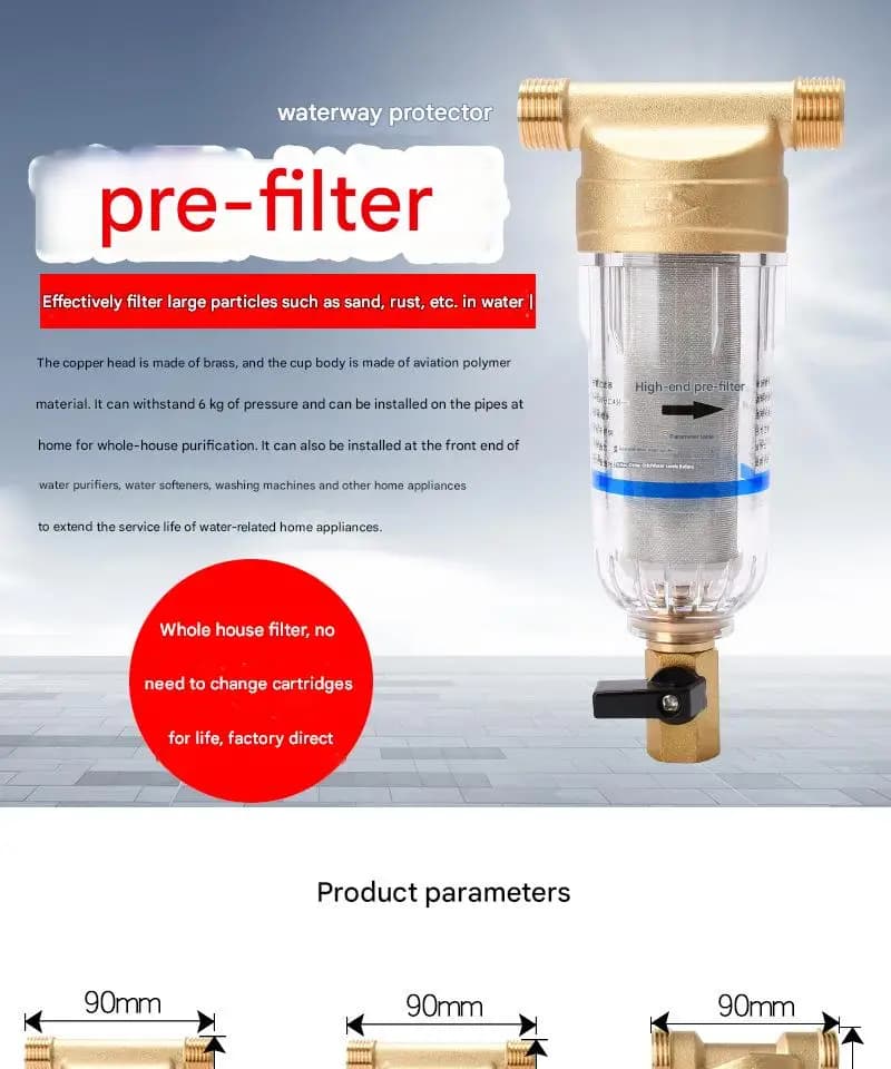 3/4 Inch 1/2 Inch Filtros De Agua Pressure Regulating Backwash Water Purifier Filter System Brass Household Pre Water Filter