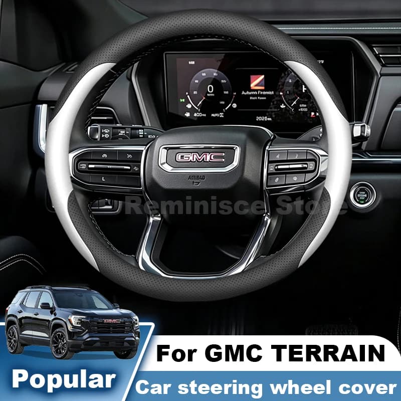 Nappa Leather Car Steering Wheel Cover For GMC TERRAIN AT4 Denali 2025 2024 2023-2010 Non Slip Steering Wheel Cover Accessories