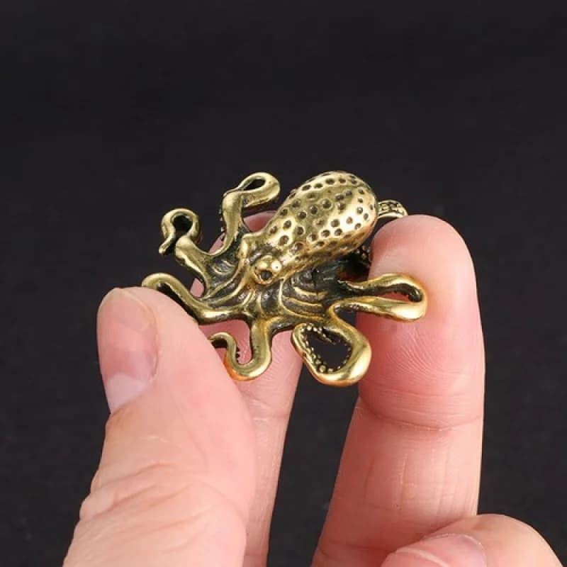 1X Brass Octopus Figurine Mini Statue House Office Decoration Animal Figurines