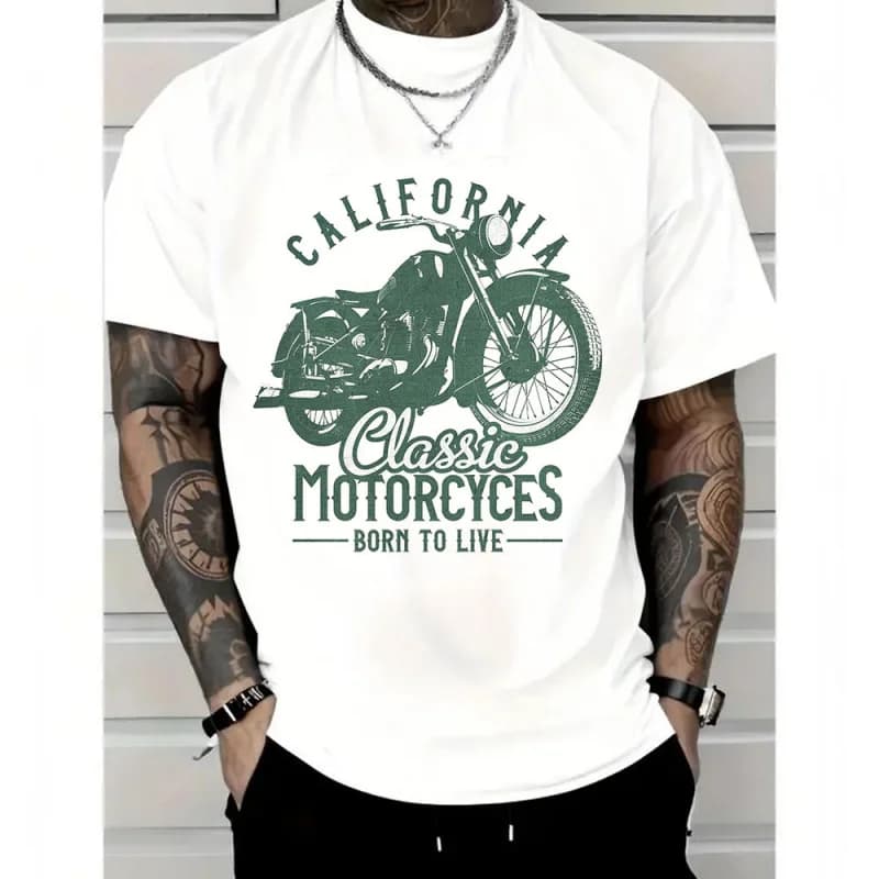 California Classic Retro Cafe Racer Gift T-Shirt for Racing bikers 100% cotton printed Motorcycle Graphic clothes All size Tops