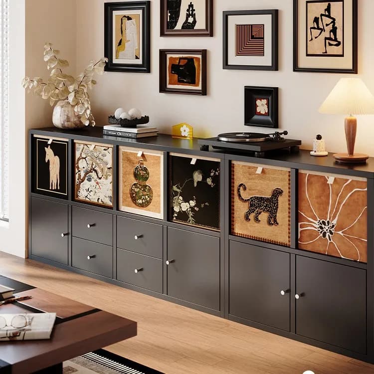 Medieval Steel Bookshelf Lattice Cabinet Free Combination Floor Bookcase Drop Living Room TV Cabinet Household Storage Cabinet