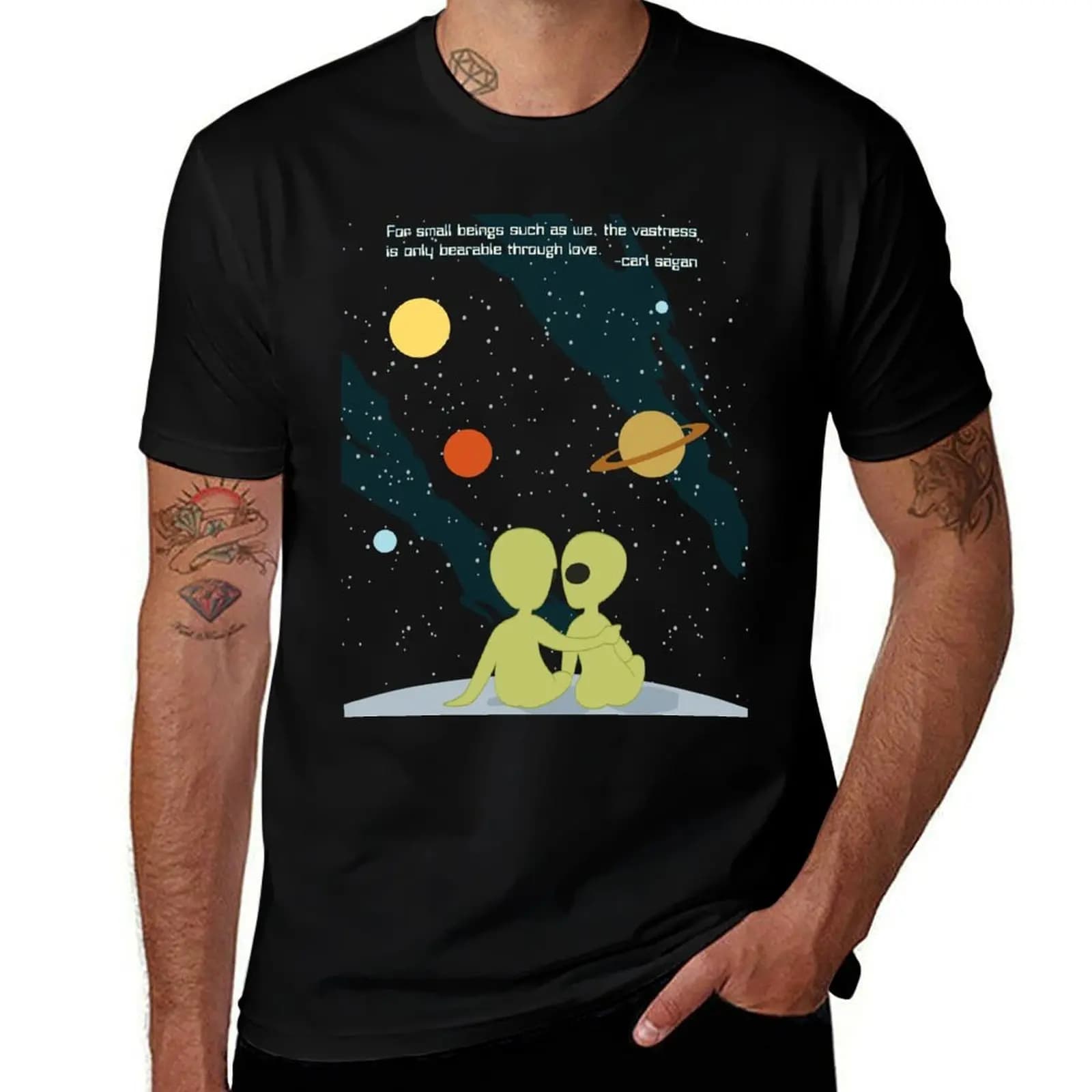 Carl Sagan Alien Love T-Shirt man t shirt summer black cotton t-shirt plain for man package cotton tshirt 100% T-Shirt
