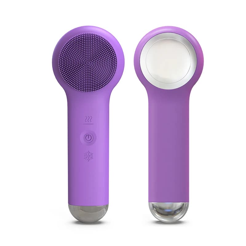 Rechargeable 3-in-1 Waterproof Electric Silicone Facial Cleansing Brush Hot/Cold Massage Stand Pore Cleanser