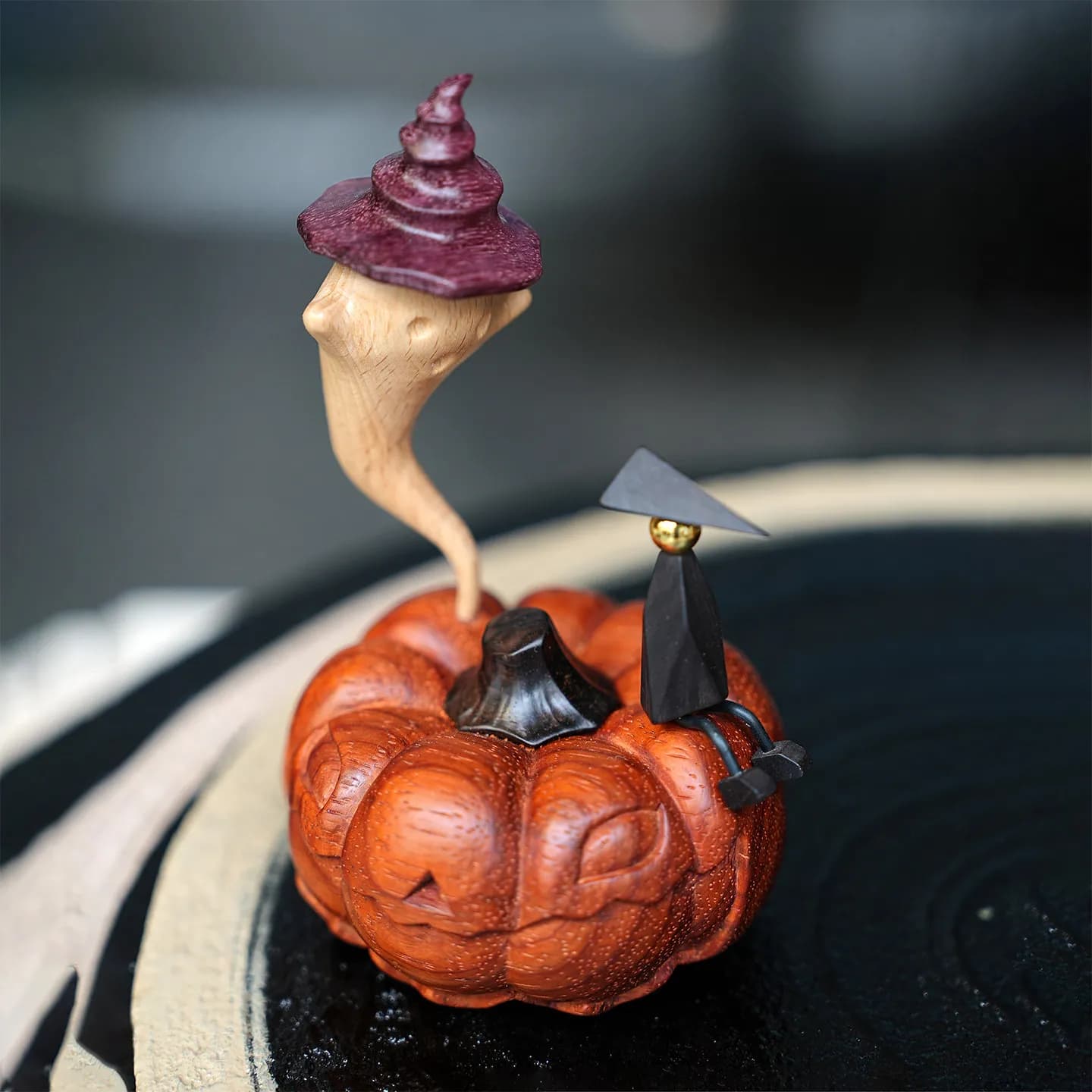 Halloween Solid Wood Pumpkin Ghost Home Desktop Home Decoration Crafts Ornaments Birthday Holiday Gifts