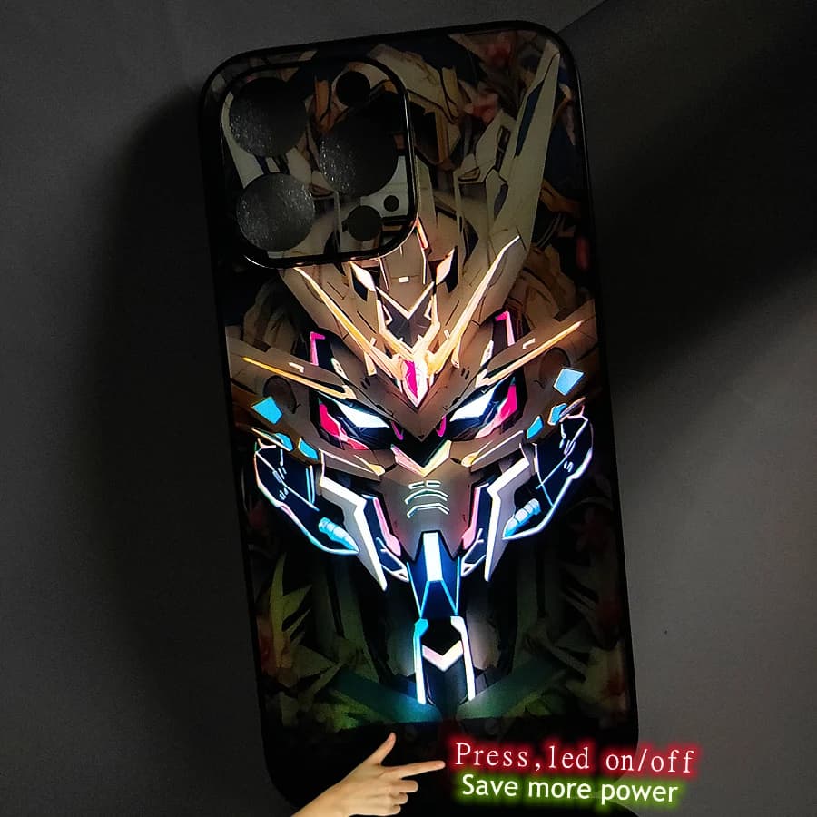 For iPhone 15 LED Phone Case Glass Shockproof Cover For iPhone 11 12 13 14 Plus 15 Pro Max 8 7 Couple  Colorful Flash Shell