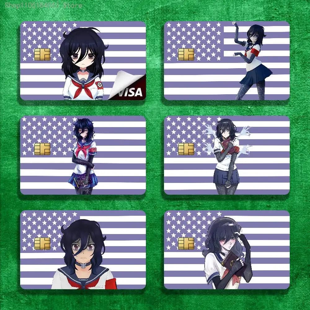 Oka Ruto Y-Yandere S-Simulator Stickers Credit Visa Debit Bank Charge Card Bus Metro Waterproof Sticker Decal Decoration