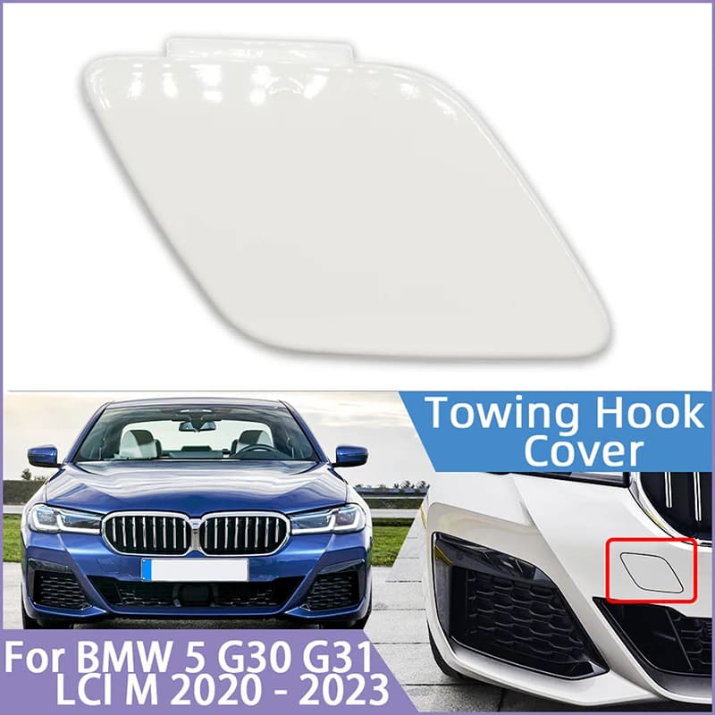 For BMW Series 5 G30 G31 LCI M-Bumper 2020-2023 Auto Parts Front Bumper Tow Hook Cover Cap Towing Hauling Trailer Lid Painted