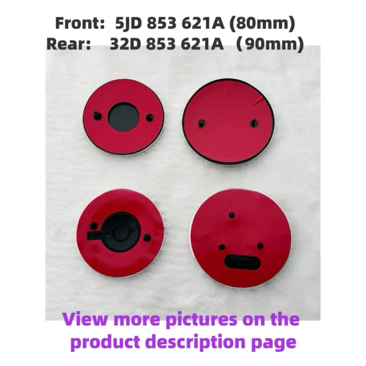 2PCS High Quality Front Grille Emblem 90mm OEM 32D853621A + Rear Badge 80mm OEM 5JD853621A Replacement Set