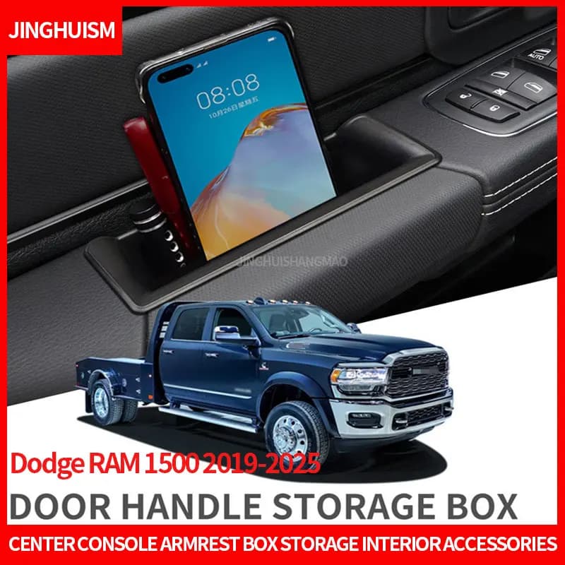 For Dodge RAM 1500 2019-2025 Car Door Handle Storage Box, Door Groove Storage Box, Door Edge Box, Car Interior Storage Box