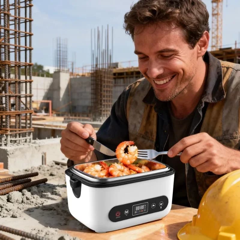 BX60 Smart Electric Lunch Box 1.2L 12000mAh Rechargeable Portable Food Warmer for Office Truck Outdoor - Hot Sale