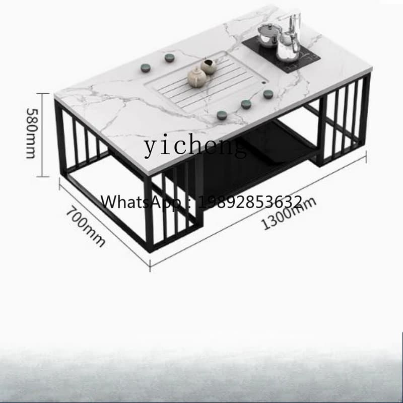 Zz office tea table simple modern marble tea table office coffee table with induction cooker