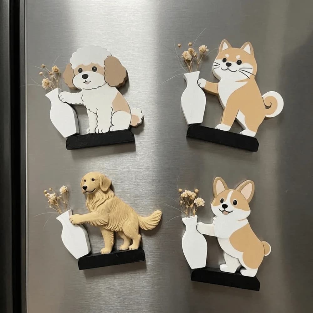 Creative Cat Refrigerator Magnet Acrylic Cute Pet Hair Collector Novelty Funny Cartoon Dog Fridge Magnet Kitchen Use