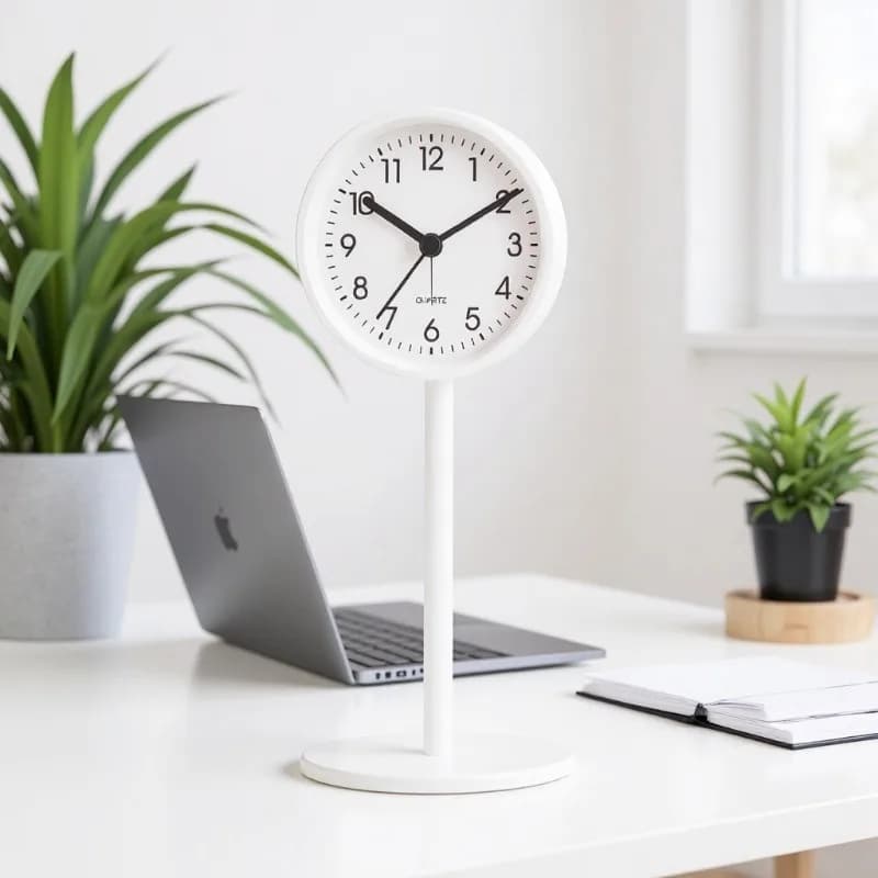 Needle Pointed Metal Shell Silent Walking Clock, Loudly Sound Alarm Clock, Vintage Table Watch Desk Clock
