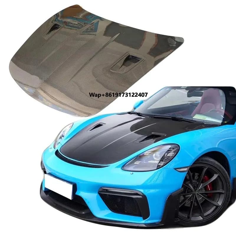For P 718 981 GT4 Style Dry Carbon Fiber Front Trunk Hood Bonnet Engine Cover for  718 982 Boxster Cyaman Body Kit