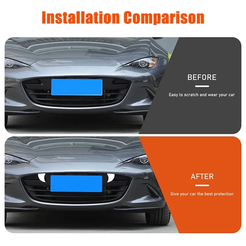 For Mazda MX-5 2016-2025+ ABS White Car Front Center Grille Small Tiger Teeth Decoration Sticker Car Exterior Accessories 2Pcs