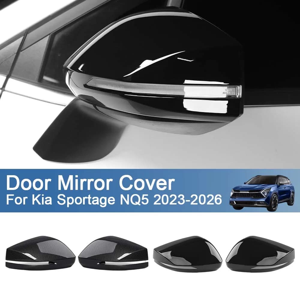 Car Decoration Door Mirror Cover For Kia Sportage NQ5 2023-2026 Black Carbon Fiber Car Rearview Accessories Car Upgrade