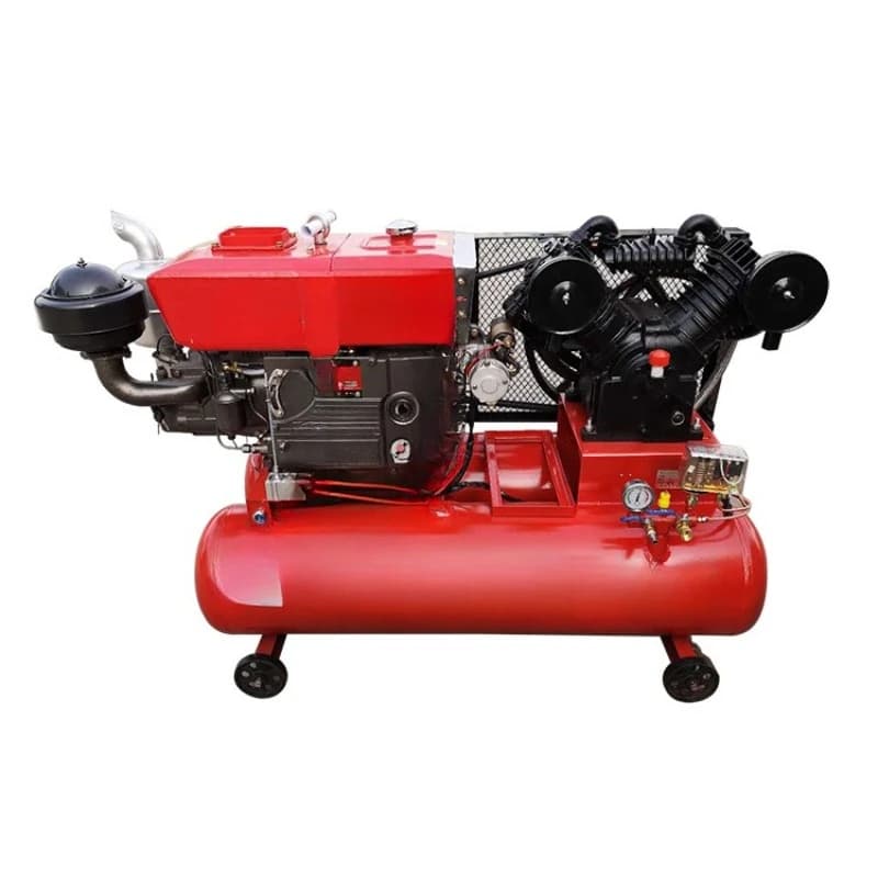 Air compressor, self-controlled flow tire repair air compressor