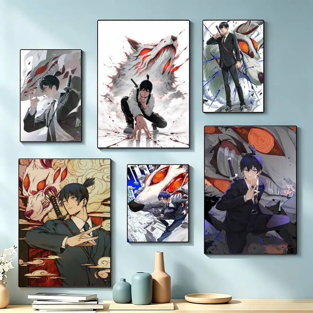 Anime C-Chainsaw Man A-Aki Hayakawa  Poster Waterproof Wall Art Sticker For Bar Living Room Vintage Decor High Quality Print