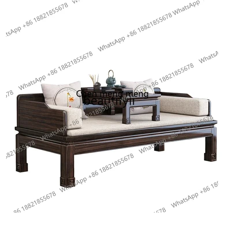 X 32 Ebony new Chinese style, Arhat, living room, push-pull retractable sofa, chaise longue, bed combination