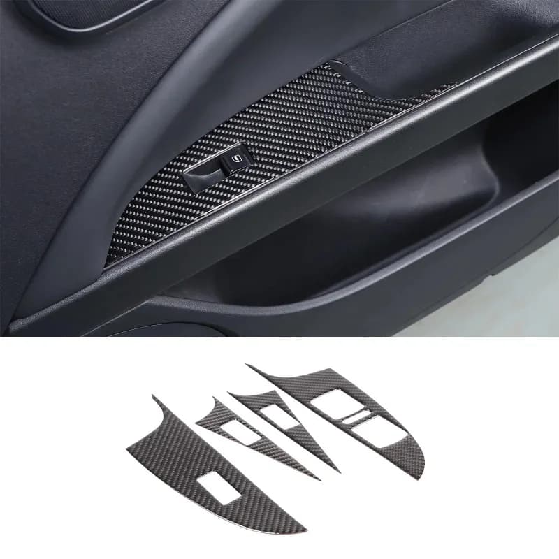For Seat Leon 2008-2012 Soft Carbon Fiber Car Door Glass Lifting Frame Cover Trim Sticker Interior Car Accessories(LHD RHD)