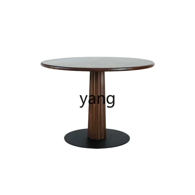 LTT Nordic solid wood round dining table simple household small apartment retro dining table