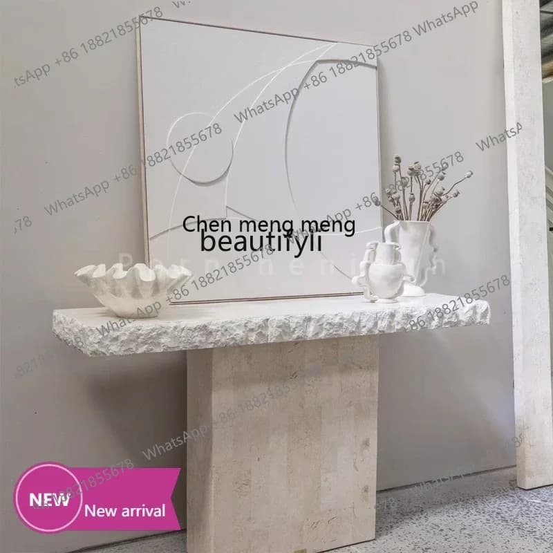 178C  Nordic natural travertine entrance table designer smashing effect household corridor entrance table