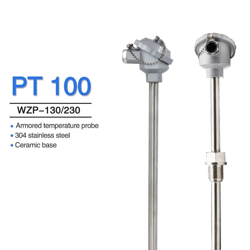 PT100 type temperature sensor WRN-130 / 230 probe transmitter armored stainless steel explosion-proof platinum RTD thermocouple