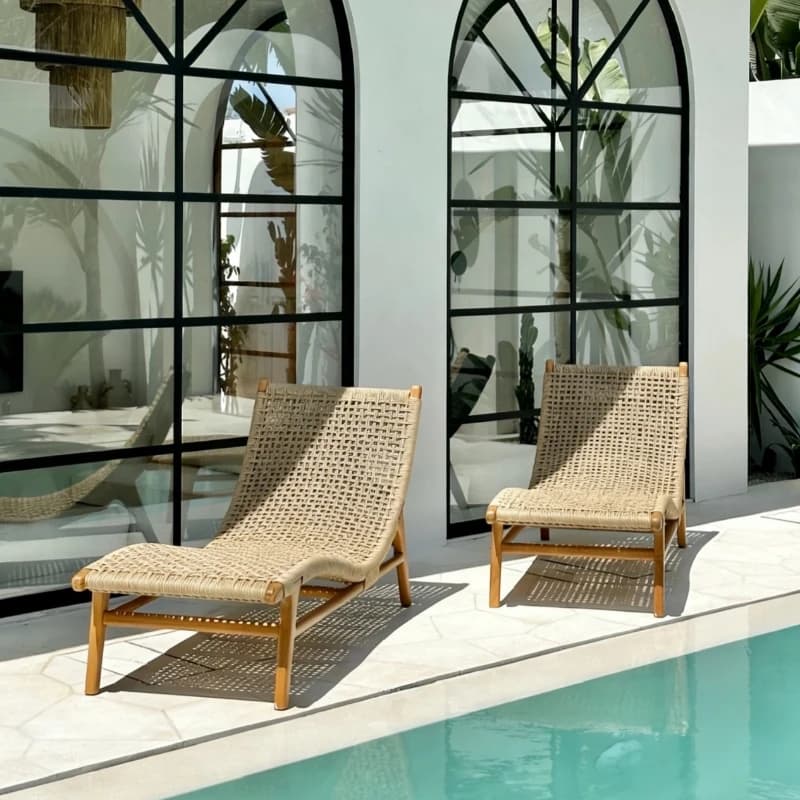 rattan bed waterproof sunscreen beach chair outdoor courtyard