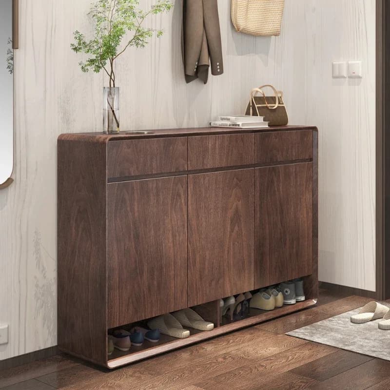 Design Simple Shoe Rack Solid Wood Nordic Cupboard Black Shoe Stand Modern Storage Rangement Chaussures Living Room Furniture