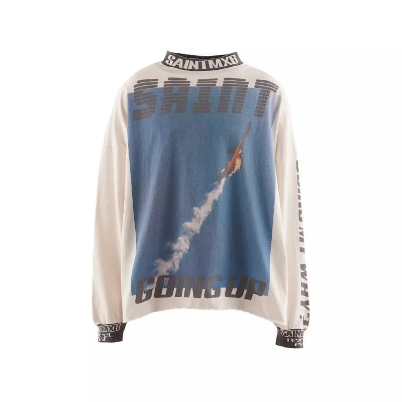 24ss Man Woman Loose Fashion T-Shirt Long Sleeve Vintage Collar Letter Splicing T Shirt High Street Casual Best Quality Tees Top
